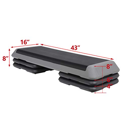 Adjustable Aerobic Step Platform with 4 Stackable Risers for Home Gym Cardio S268096