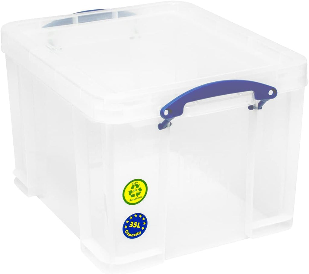 Really Useful Storage Box 35 Litre Clear with 2 x Large Dividers