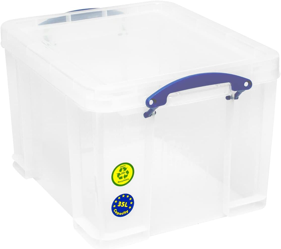 Really Useful Storage Box 35 Litre Clear with 2 x Large Dividers