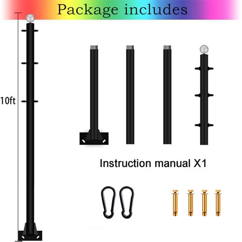 Outdoor Sun Shade Sail Pole Kit 10FT Heavy Duty Steel for Patio Deck U87959