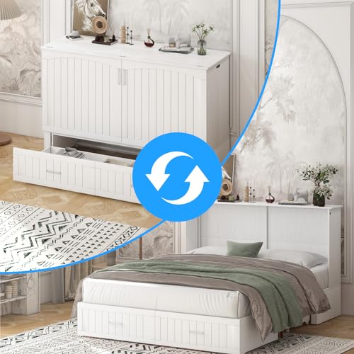 Murphy Cabinet Bed with Tri-fold Mattress and USB Charging Station H946117