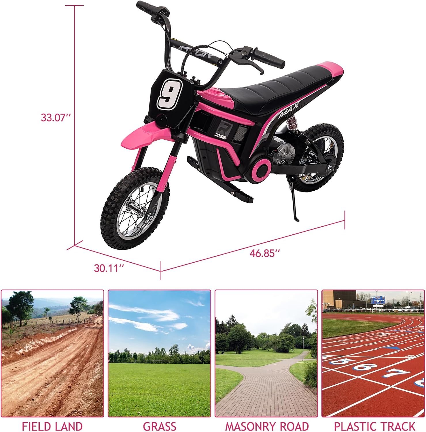24V Ride On Dirt Bike for Kids 13+ Pink M3959