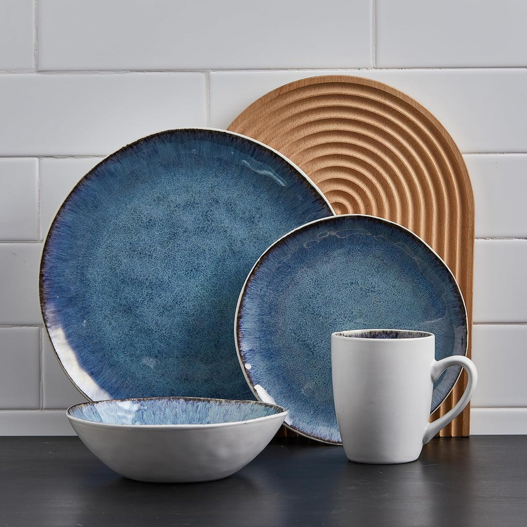 Blue Stoneware Dinnerware Set, 16-Piece X6825
