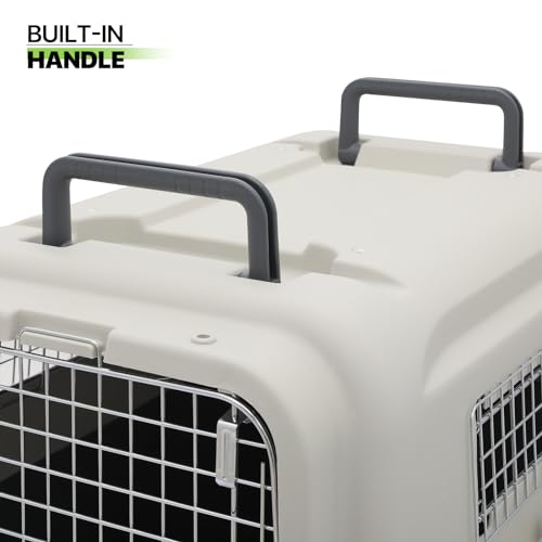 Plastic Pet Carrier, 22-Inch Hard-Sided Kennel for Small Dogs and Cats H410