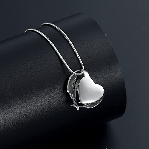 Crystal Cremation Urn Necklace for Ashes, Stainless Steel Memorial Pendant with Filling Kit K839