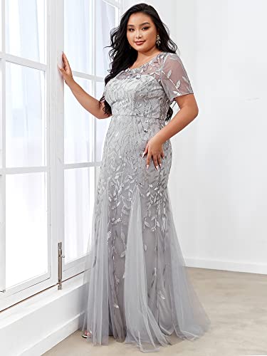 Plus Size Sequin Mermaid Maxi Evening Dress C100303