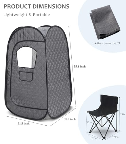 Portable Steam Sauna Tent for 2 Person with 2 Folding Chairs, Indoor Home Spa Relaxation U5689