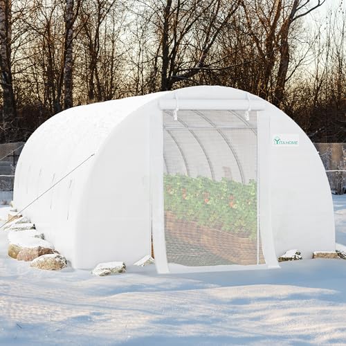 44x10x7ft Greenhouse Extra Large Heavy Duty 4 Zipper Doors Outdoor Walk in Tunnel Plant Gardening B641880