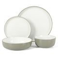 Sur La Table Kitchen Essentials Two-Tone Porcelain Dinnerware Plates and Bowls Set - Blue/White, Service for 4 (16pcs)
