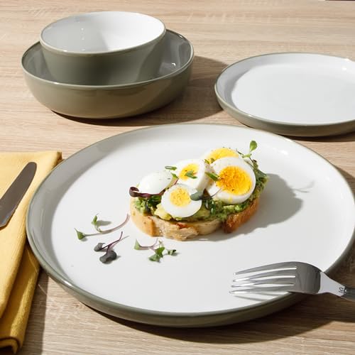 Porcelain Dinnerware Plates and Bowls Set, Service for 4, Blue/White G109