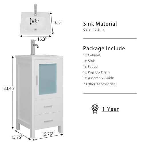 Small Bathroom Vanity with Sink for Small Space, White X279596