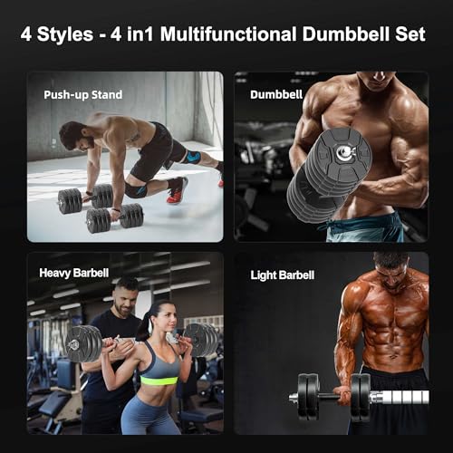 Adjustable Dumbbell Barbell Set with Metal Grip and Weight Plates A2863