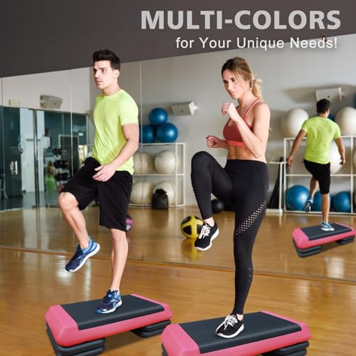 Adjustable Aerobic Step Platform with 4 Risers, 4-6-8in Height L756398