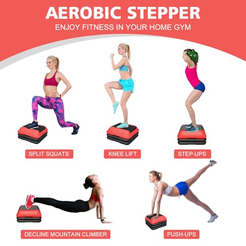 16"x16" Aerobic Step Platform with 4 Risers, Adjustable Height 4"-12" Q6473