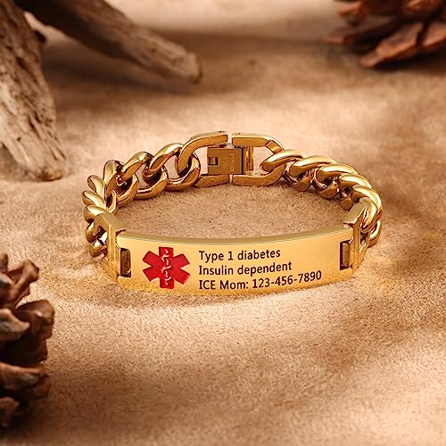 Engraved Medical Alert ID Bracelet for Men S6990