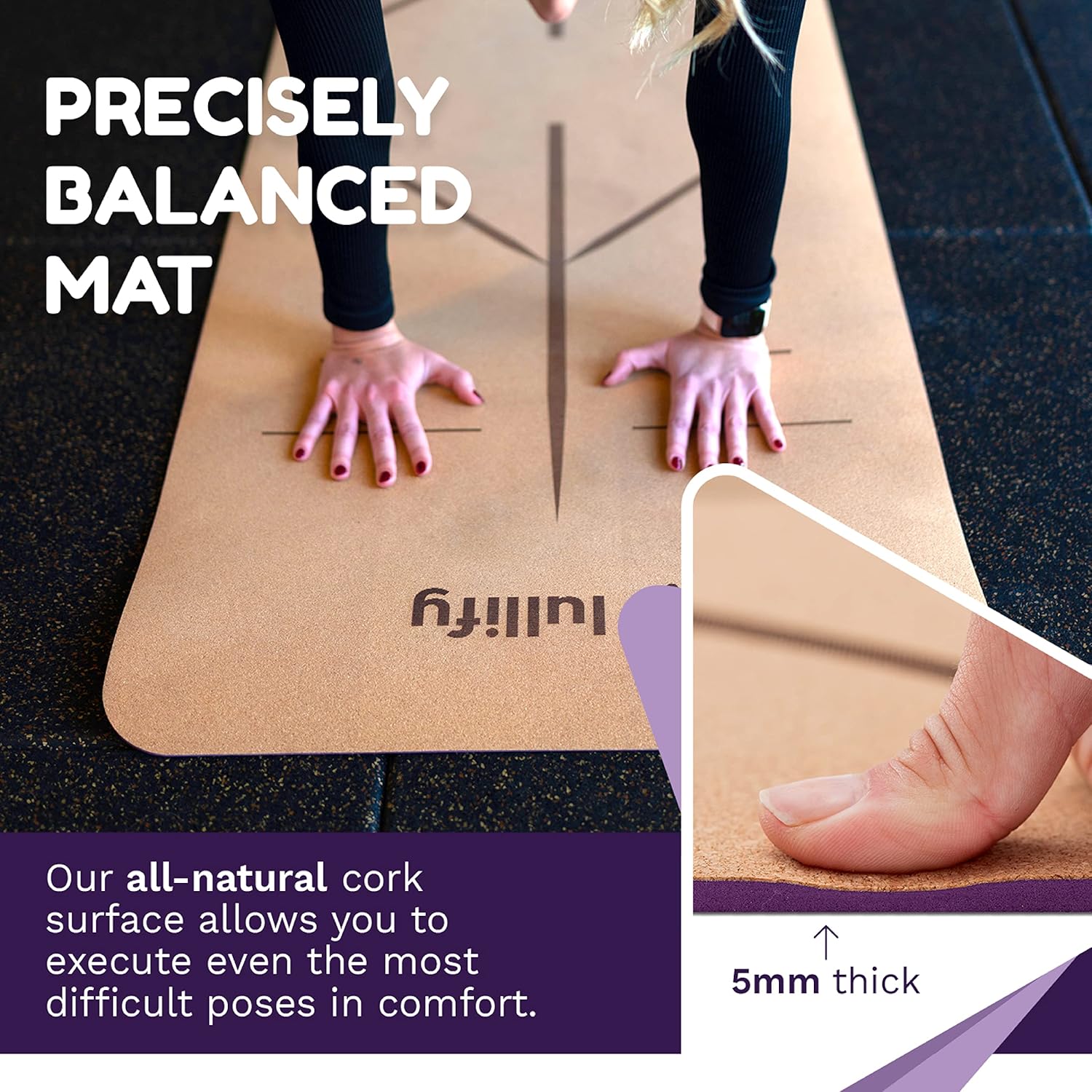 Cork Yoga Mat with Non-Slip Surface and Carrying Strap R21360