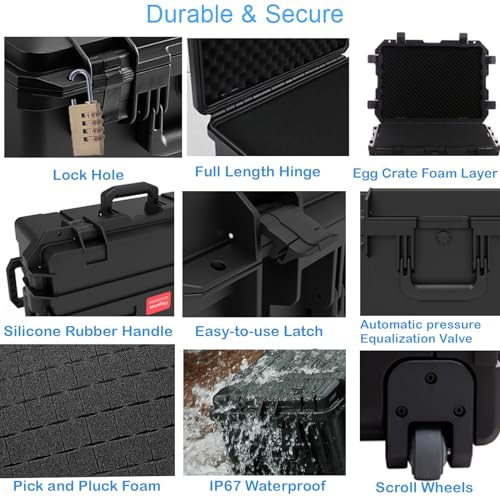 27 Inch Waterproof Rolling Hard Case with Customizable Foam L717