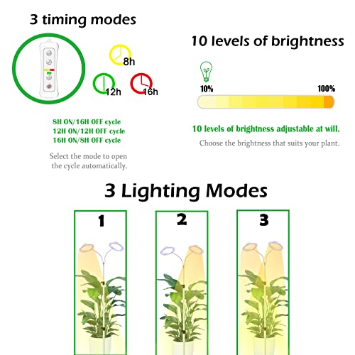 Full Spectrum LED Floor Plant Light with Timer and Adjustable Height H6013