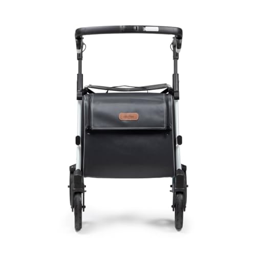 Upright Rollator Walker with Seat, Lightweight Folding Walker with Wheels and Shopping Bag V3035