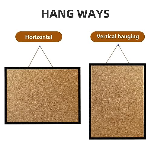 16" x 24" Cork Board with Black Wooden Frame, Double Sided Hanging Pin Board for Office, Home & School B818989