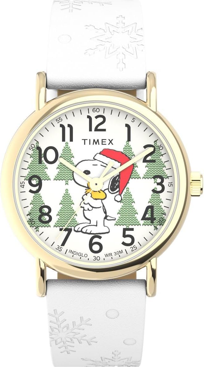Timex TW2W24100 x Peanuts Snoopy Holiday 34mm Fabric Strap Watch