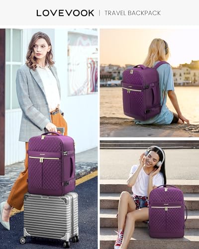 Carry On Travel Backpack for Women, 40L Personal Item Bag with 3 Packing Cubes X306830