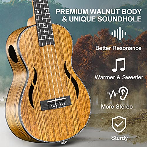 Concert Ukulele 23 Inches Walnut Wood Acoustic Beginner Set with Gig Bag T354290