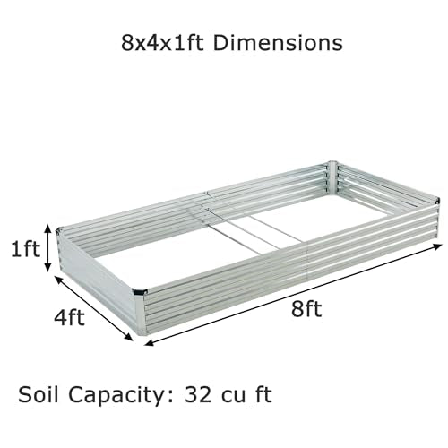 Galvanized Raised Garden Bed, Outdoor Planter Box for Vegetables Flowers Herb A8760