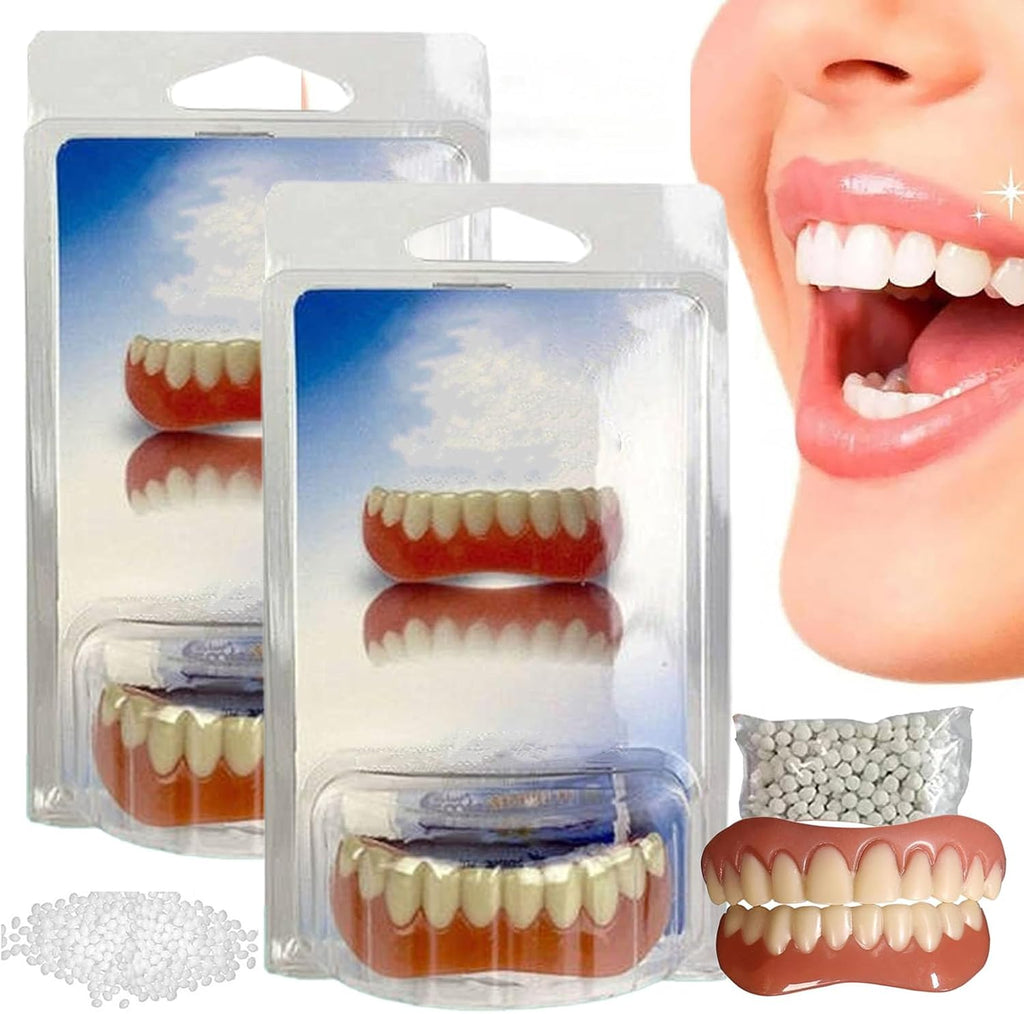 Soft Denture Reline Kit - Denture Silicone Reline Kit, Upper and Lower Veneers Teeth for Women Men, Nature & Comfortable Teeth Upper and Lower Set
