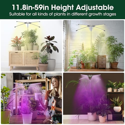 Grow Lights for Indoor Plants Full Spectrum, 72 LEDs, Auto Timer, Dimmable V45722