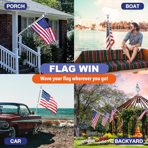 6FT Flag Pole Kit with Holder Bracket, Stainless Steel Tangle Free for Outside Porch I5911