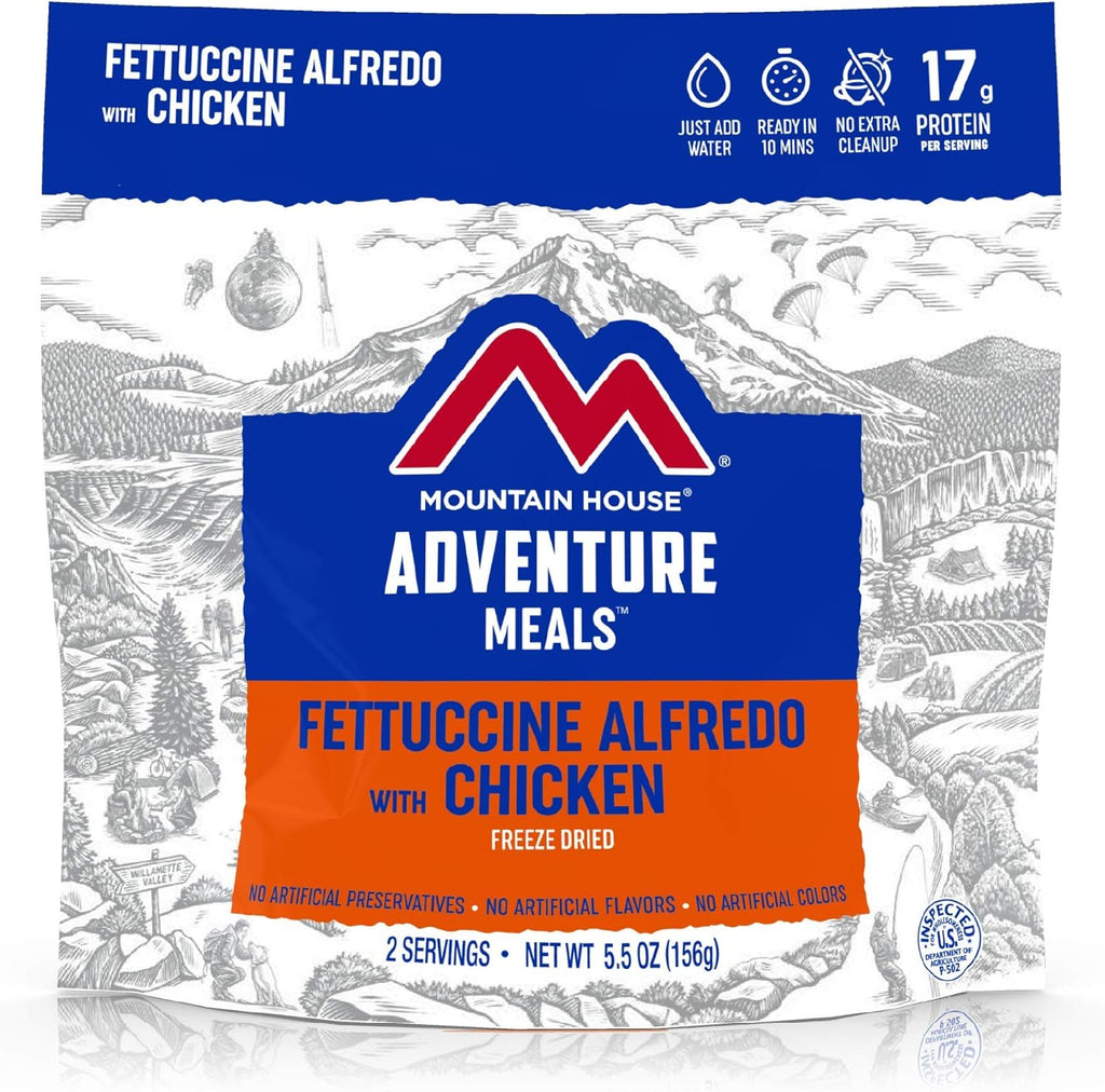 Mountain House Fettuccine Alfredo with Chicken | Freeze Dried Backpacking & Camping Food | 2-Servings