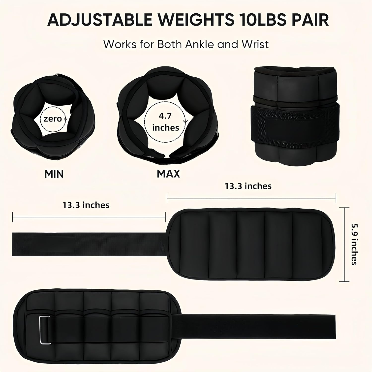 Adjustable Ankle and Wrist Weights Set, 10-Pound Pair L490555