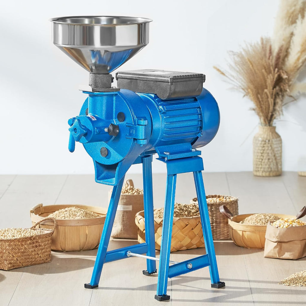 Electric Grain Mill Grinder, 1500W Dry & Wet Spice Grinder, Commercial Corn Mill with Funnel T7285