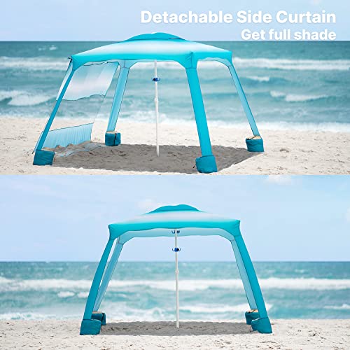 Beach Cabana Canopy with Sand Pockets and Privacy Sunwall F72380