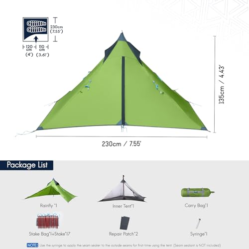 Ultralight Backpacking Tent 1 Person, 3 Season Waterproof Double Layer M1751