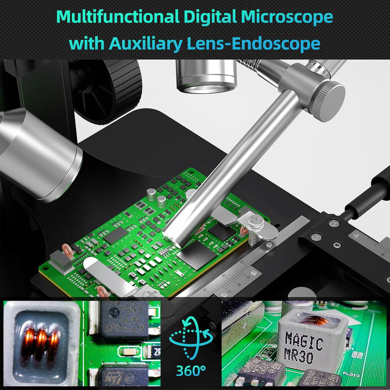 20X-5000X HDMI Digital Microscope with 10.1'' LCD Screen for Home Lab G2637