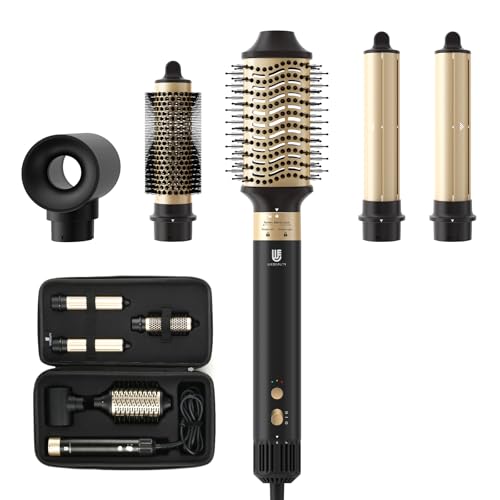 Hair Dryer Brush & webeauty 5 in 1 Air Styling, High-Speed Negative Ionic Hair Dryer Fast Drying, Multi Hair Styler with Air Curling Iron, Volumizing, Smoothing (Grey Gold)