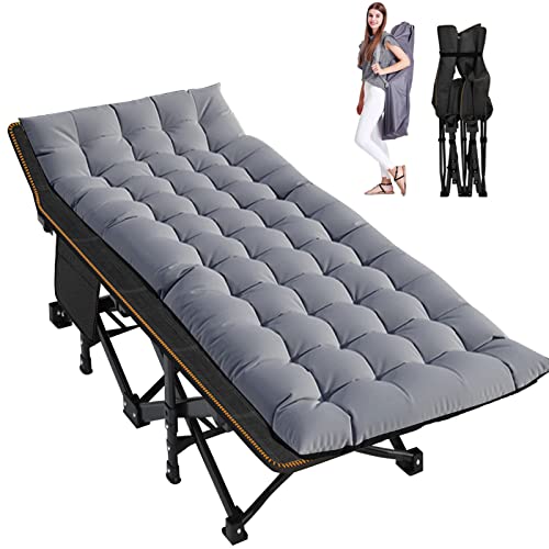 LILYPELLE Folding Camping Cot, Heavy Duty Sleeping Cots with Carry Bag, Double Layer Oxford Portable Travel Camp Cots for Home, Office Nap and Outdoor Beach
