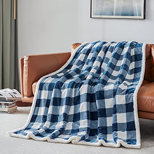 Sherpa Red and Black Buffalo Plaid Christmas Throw Blanket, Soft Cozy Fleece for Couch Bed Sofa A4681