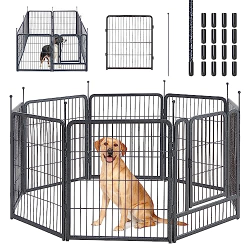 mestyl Dog Playpen, 32" Height 16 Panels Outdoor Pet Play Pen, Big Dog Exercise Play Pen for Large/Medium/Small Dogs, Foldable Puppy Pen for Indoor, Camping, RV, Anti-Rust Paint Finish, Quick Install