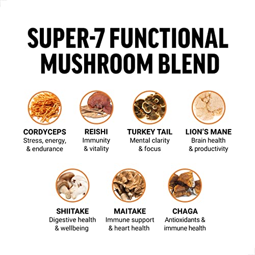 Mushroom Supplement Capsules with Lion's Mane, Turkey Tail & Cordyceps, 90 Count C915477