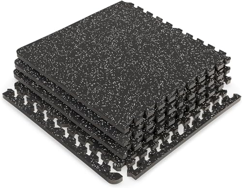 Marcy Interlocking Dual Density Rubber Top EVA Foam Home Gym Floor Mat for Exercise Equipment & Accessories MAT-40