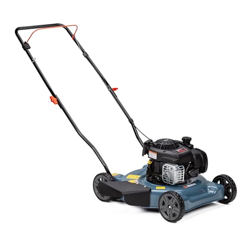 SENIX Gas Lawn Mower, 21-Inch, 140 cc 4-Cycle Briggs & Stratton Engine, 2-in-1 Push Lawnmower, 6-Position Height Adjustment with 11-Inch Rear Wheels, LSPG-M6, Blue