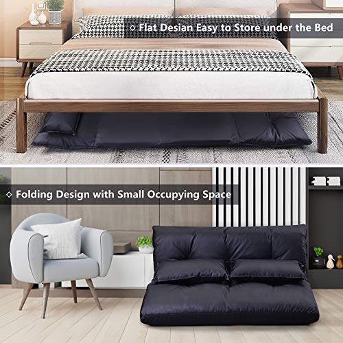 Futon Floor Sofa Folding Chaise Lounge with Adjustable Back and Steel Frame X851555