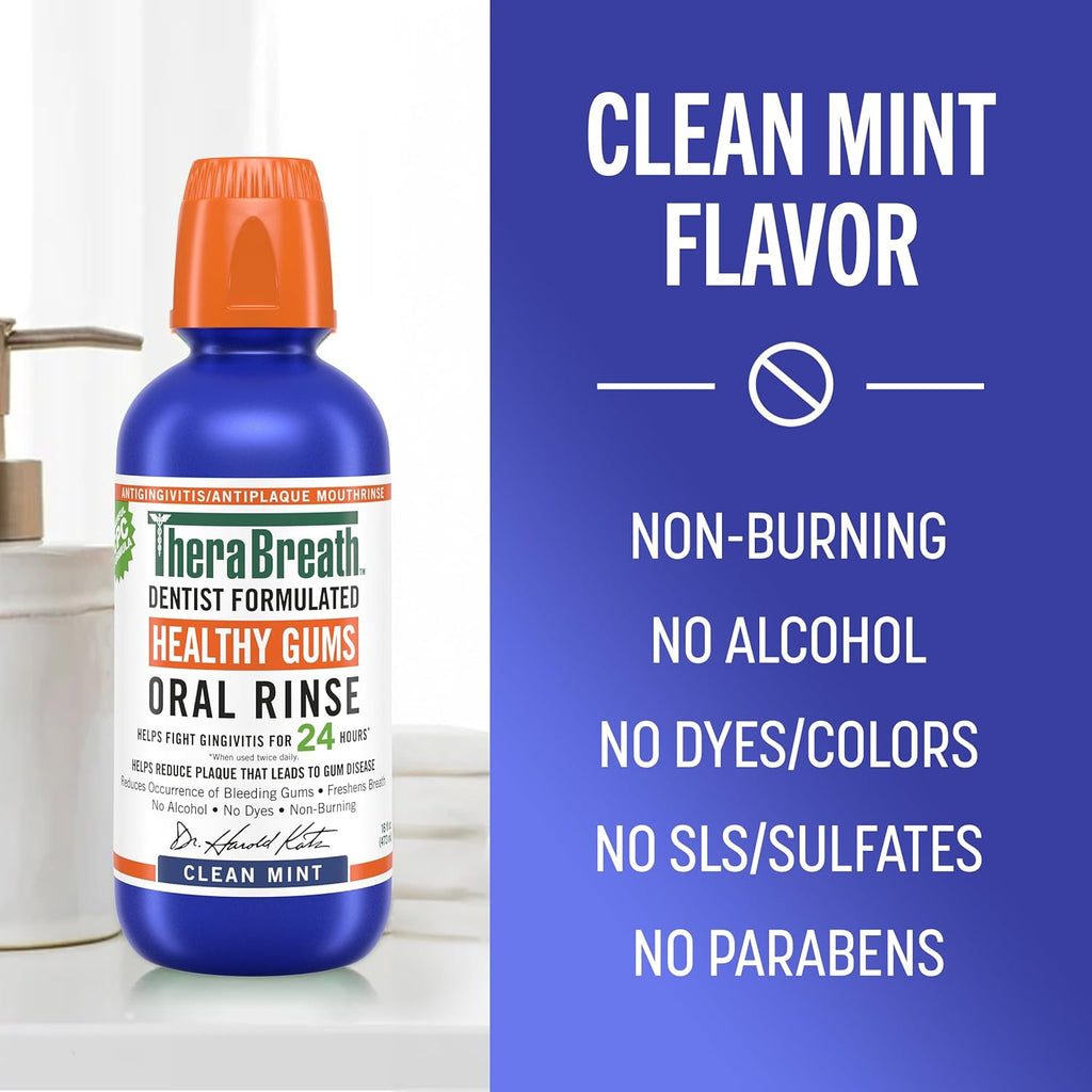 Healthy Gums Mouthwash Clean Mint, Antigingivitis, 16 Fl Oz (2-Pack) B6021