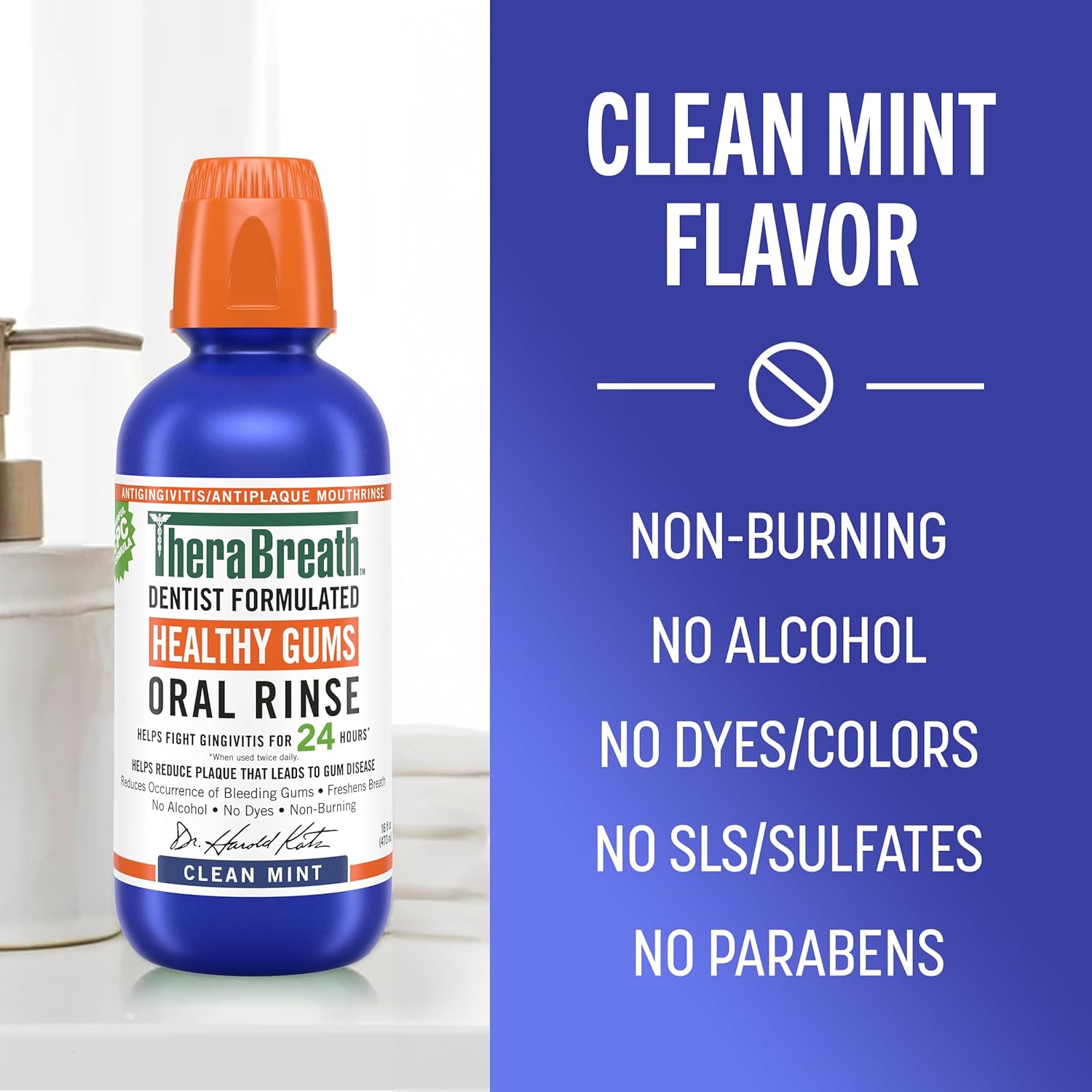 Healthy Gums Mouthwash Clean Mint, Antigingivitis, 16 Fl Oz (2-Pack) B6021
