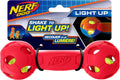 Nerf Dog Rubber Bash Barbell Dog Toy with Interactive LED, Lightweight, Durable and Water Resistant, 7 Inches, for Medium/Large Breeds, Single Unit, Red