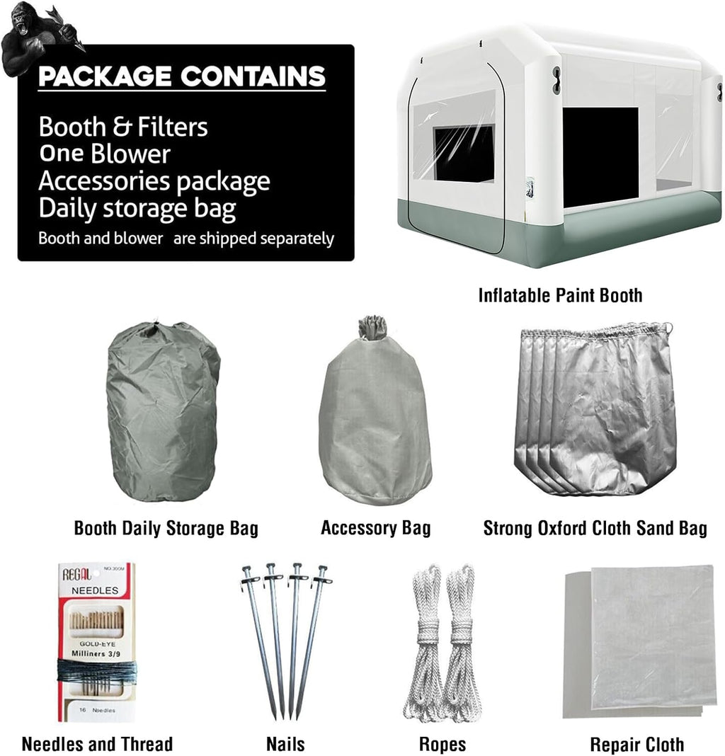 Inflatable Paint Booth 13x10x8ft with Blower and Air Filter D6554