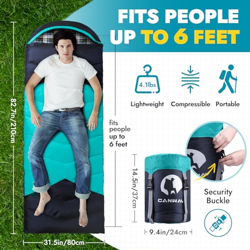 Flannel Sleeping Bag for Camping Backpacking Cold Weather with Compression Sack L379